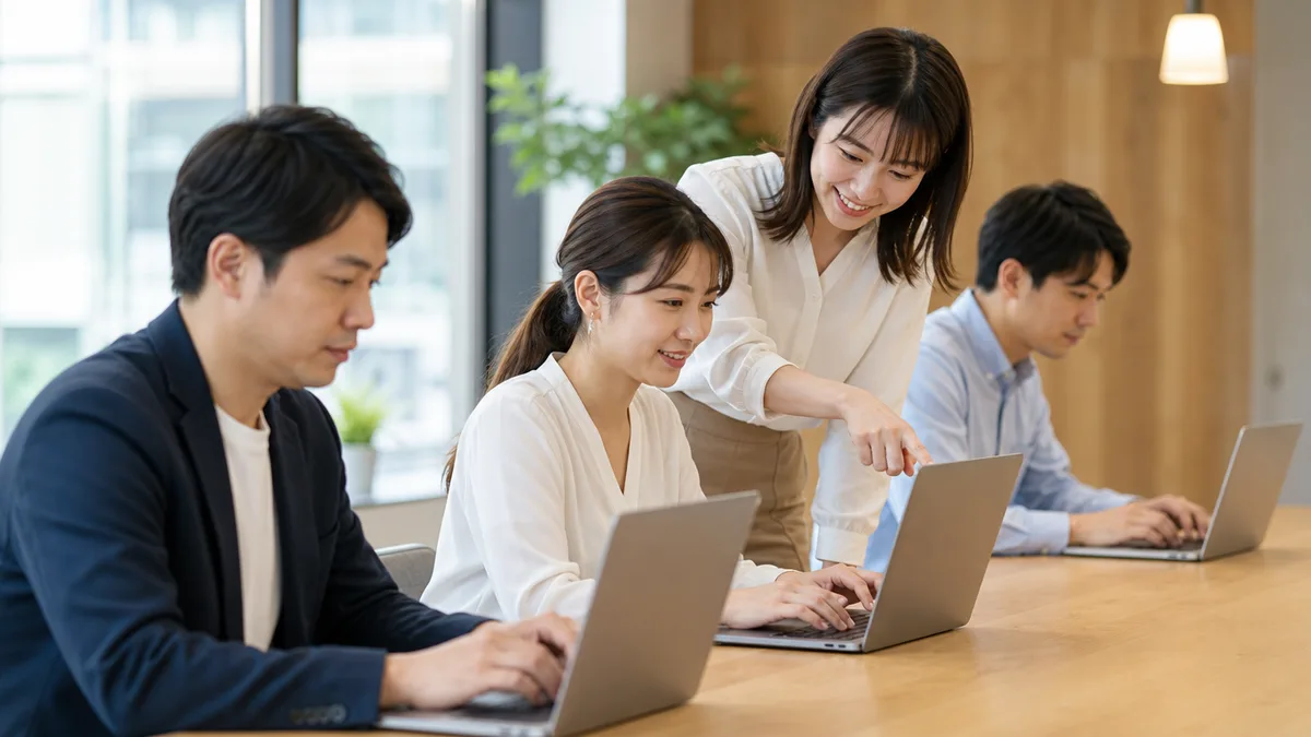 各自のパソコンで手を動かすハンズオン研修（実践コースのイメージ）